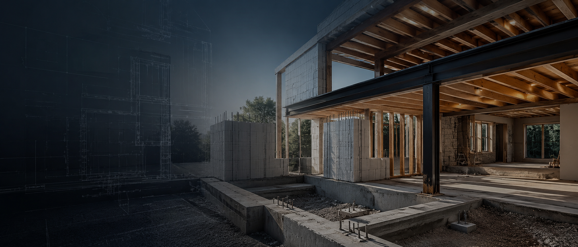 Structural steel and concrete building frame